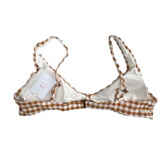 Andie Women's XL Amor Swim Top Textured Sparrow Caramel Gingham Plaid NWT - Picture 4 of 16